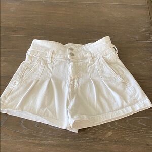 Veronica Beard High Waist White Pleated Shorts